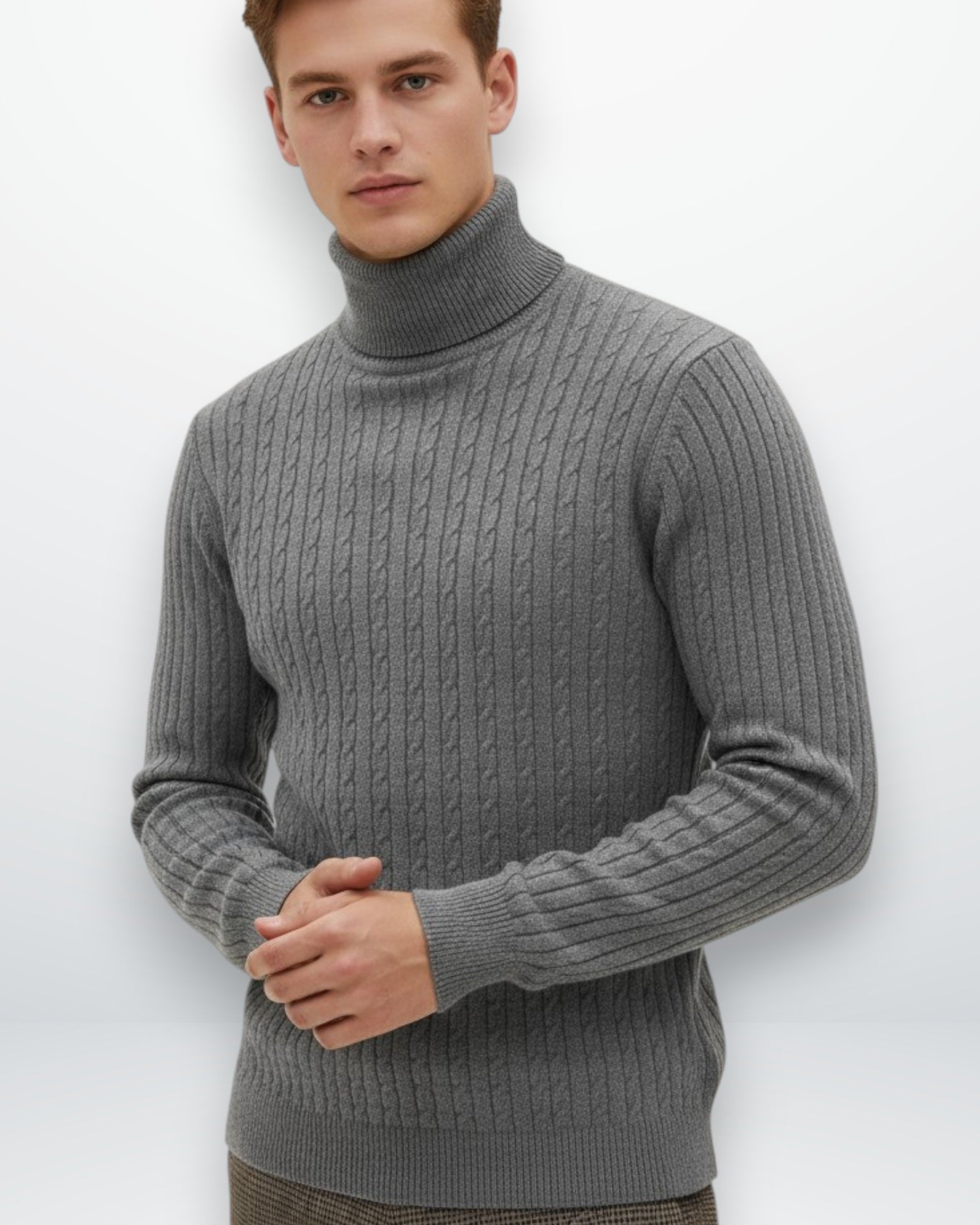 Klassischer Rollkragenpullover für Herren mit Rippstruktur