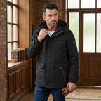 Outdoorjacke für Herren aus Webware mit Fütterung im Parka-Stil Schwarz 1