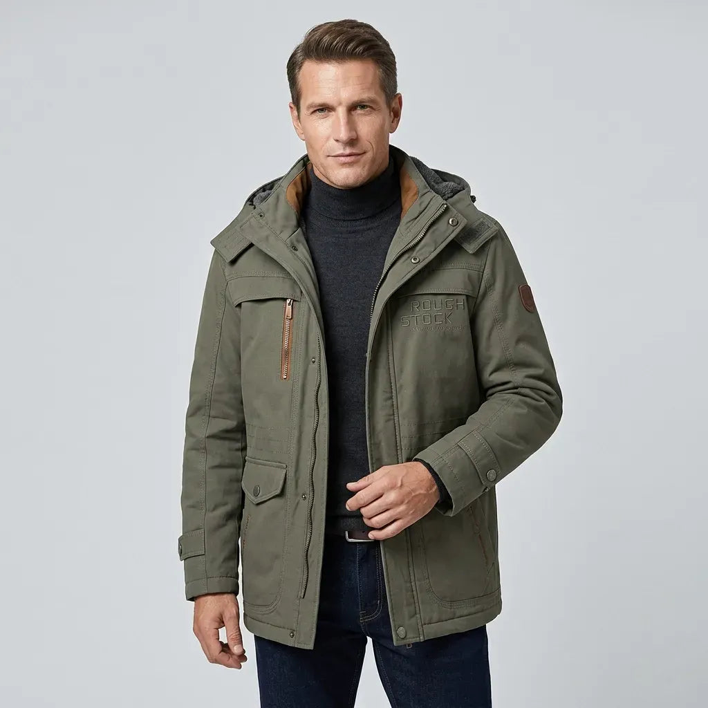 Outdoorjacke für Herren aus Webware mit Fütterung im Parka-Stil Olive 4