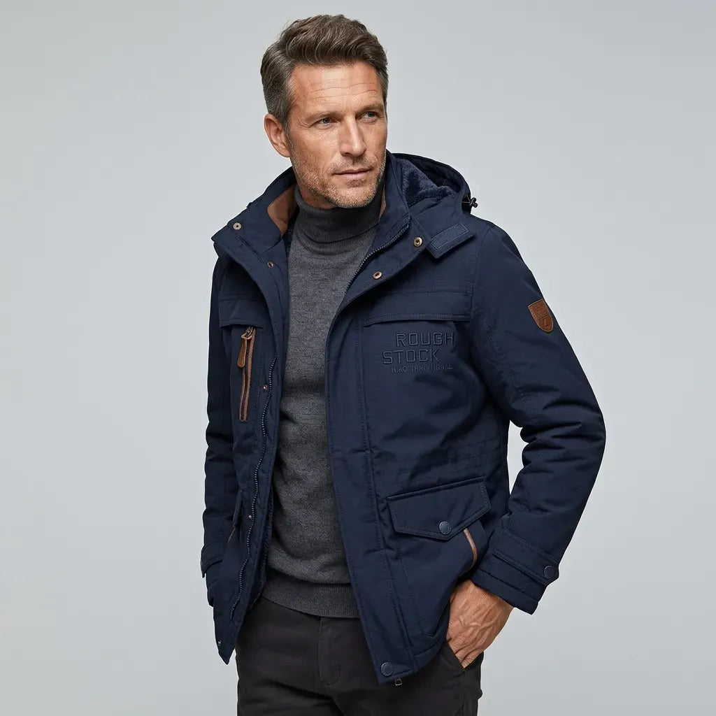 Outdoorjacke für Herren aus Webware mit Fütterung im Parka-Stil Dunkelblau 5