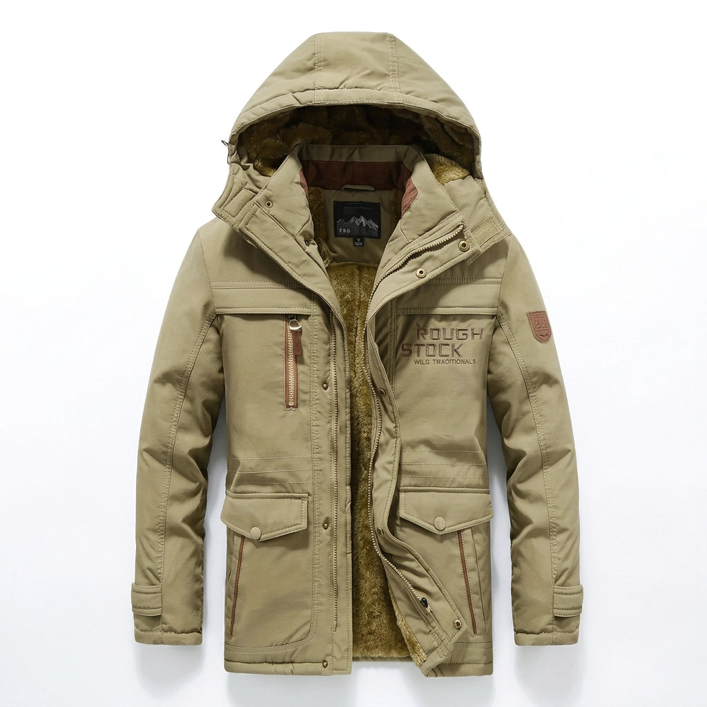 Outdoorjacke für Herren aus Webware mit Fütterung im Parka-Stil Khaki 7