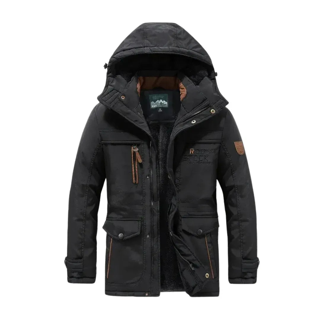 Outdoorjacke für Herren aus Webware mit Fütterung im Parka-Stil Schwarz 8