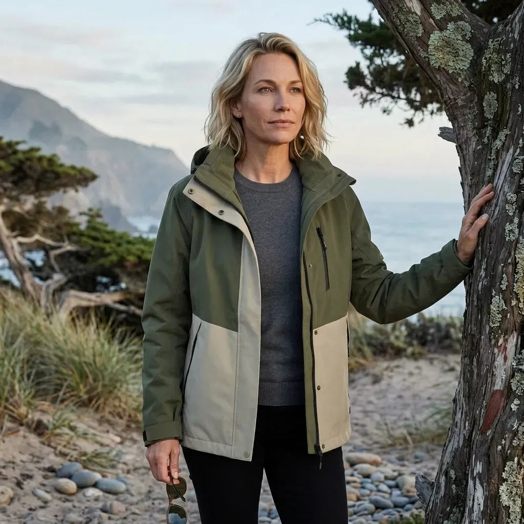 Outdoorjacke für Damen mit Kapuze in wasserdichter Ausführung Olive 1