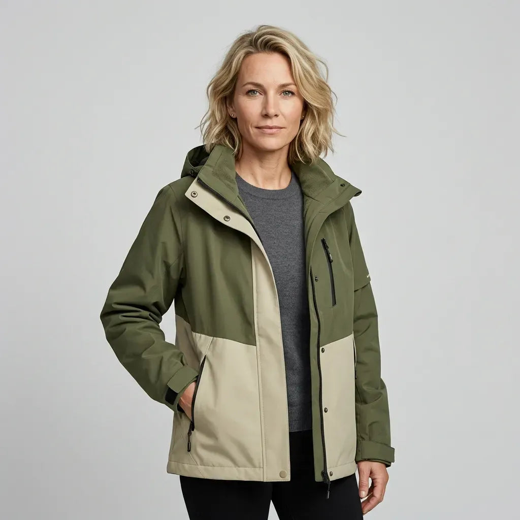 Outdoorjacke für Damen mit Kapuze in wasserdichter Ausführung Olive 10