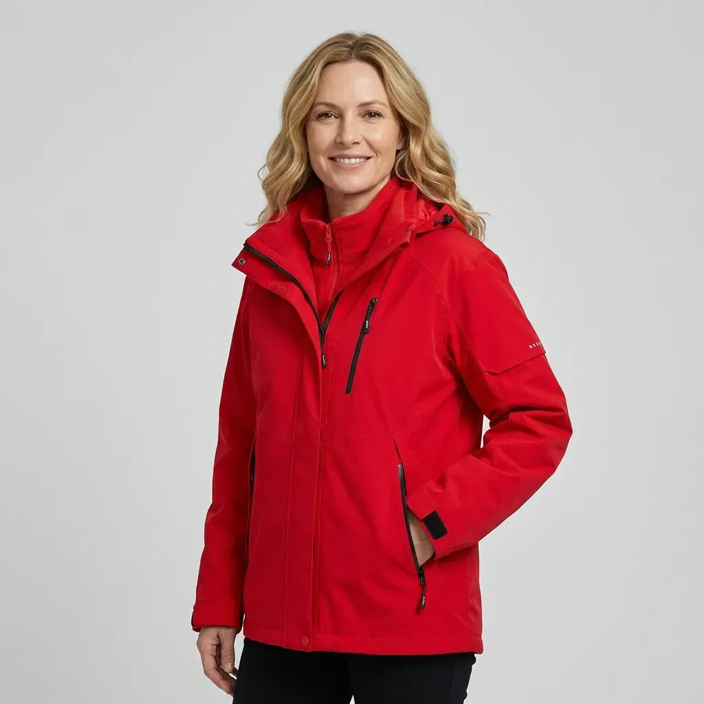 Outdoorjacke für Damen mit Kapuze in wasserdichter Ausführung Rot 12