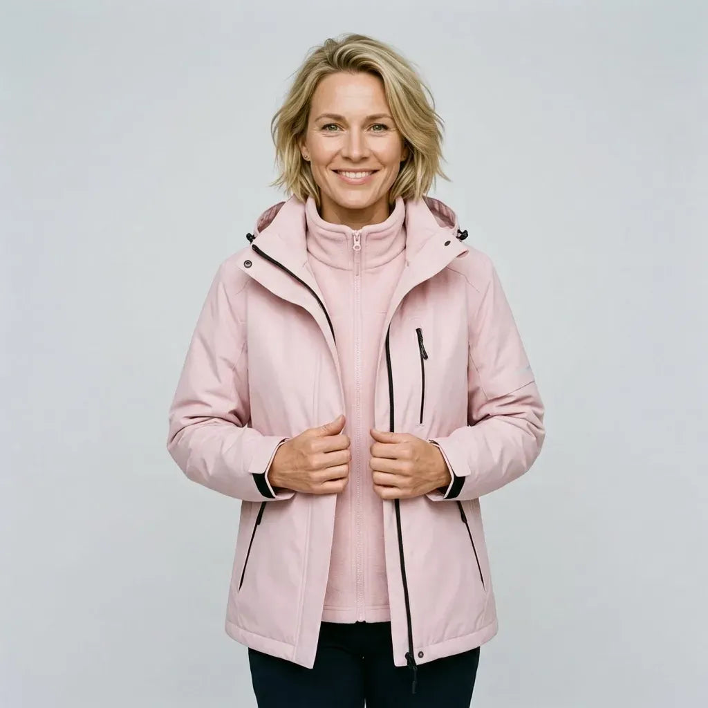 Outdoorjacke für Damen mit Kapuze in wasserdichter Ausführung Rosa 13