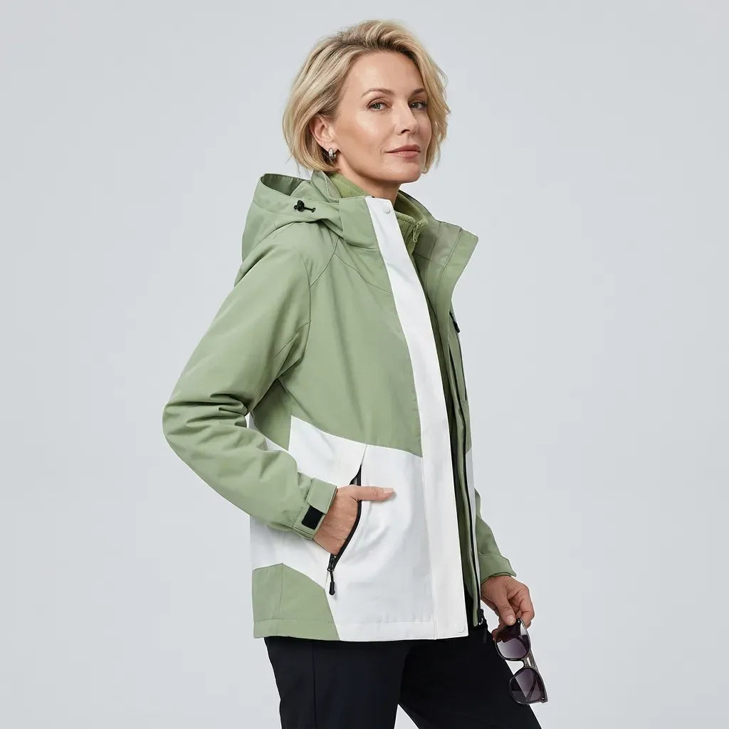 Outdoorjacke für Damen mit Kapuze in wasserdichter Ausführung Grün 14