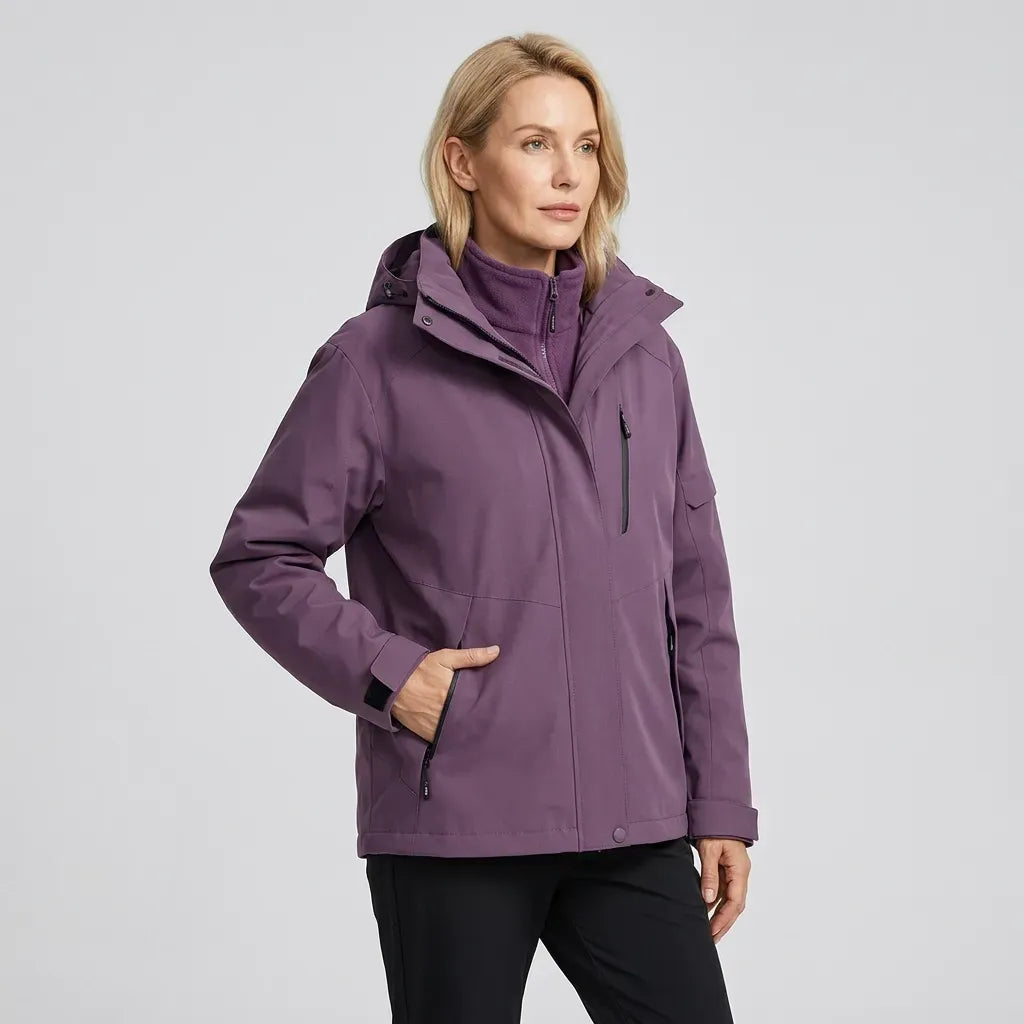 Outdoorjacke für Damen mit Kapuze in wasserdichter Ausführung Lila 7