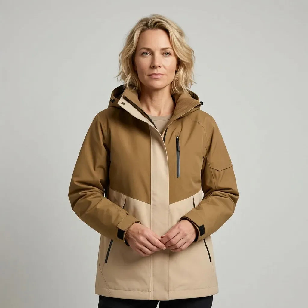 Outdoorjacke für Damen mit Kapuze in wasserdichter Ausführung Braun 9