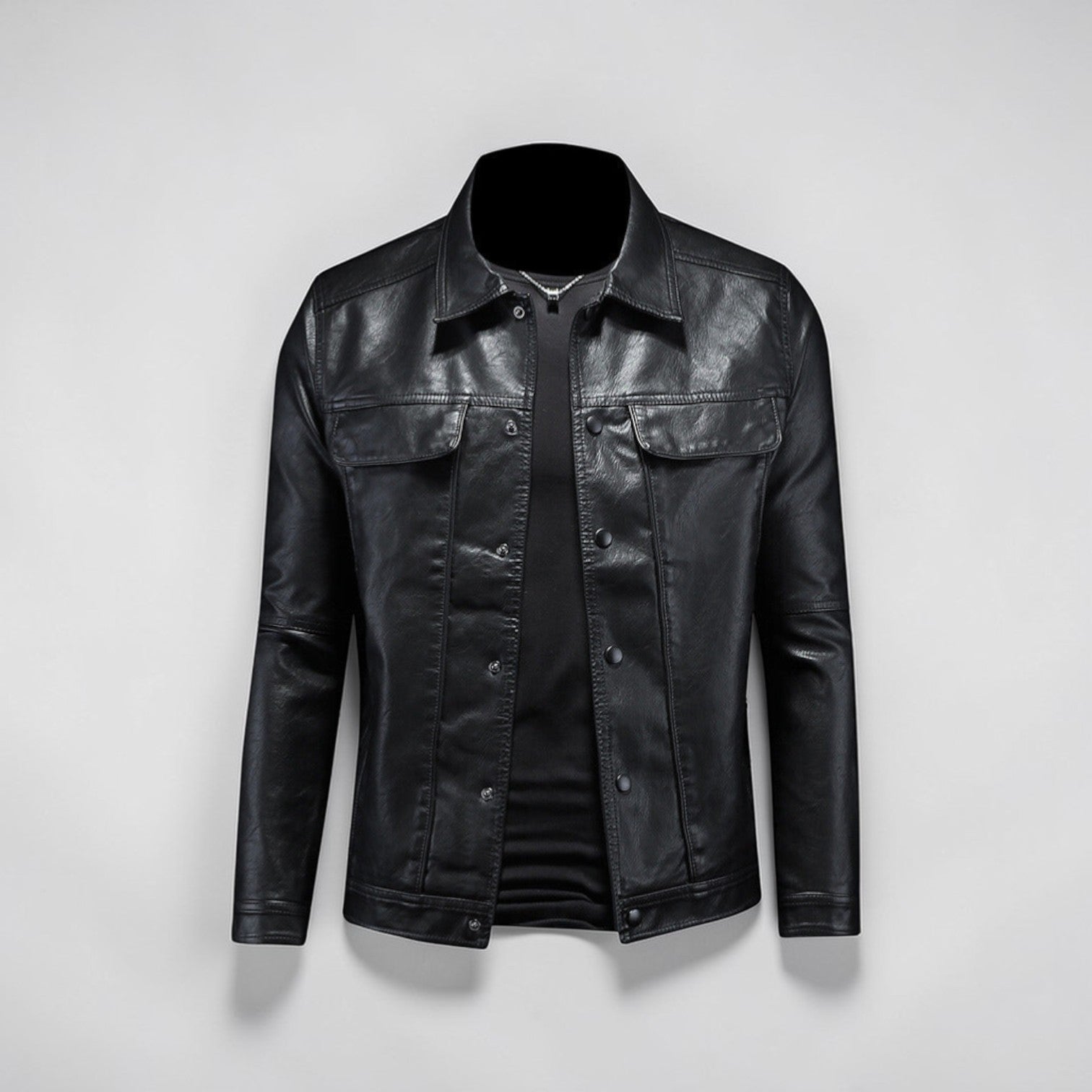 Hemdjacke für Herren mit Coating und Druckknöpfen