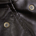 Pilotenjacke für Herren aus Leder mit Fellkragen im Top-Gun-Stil Schwarz 5
