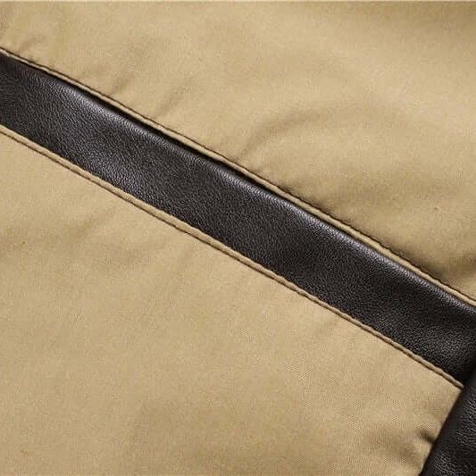Pilotenjacke für Herren aus Leder mit Fellkragen im Top-Gun-Stil Schwarz 6