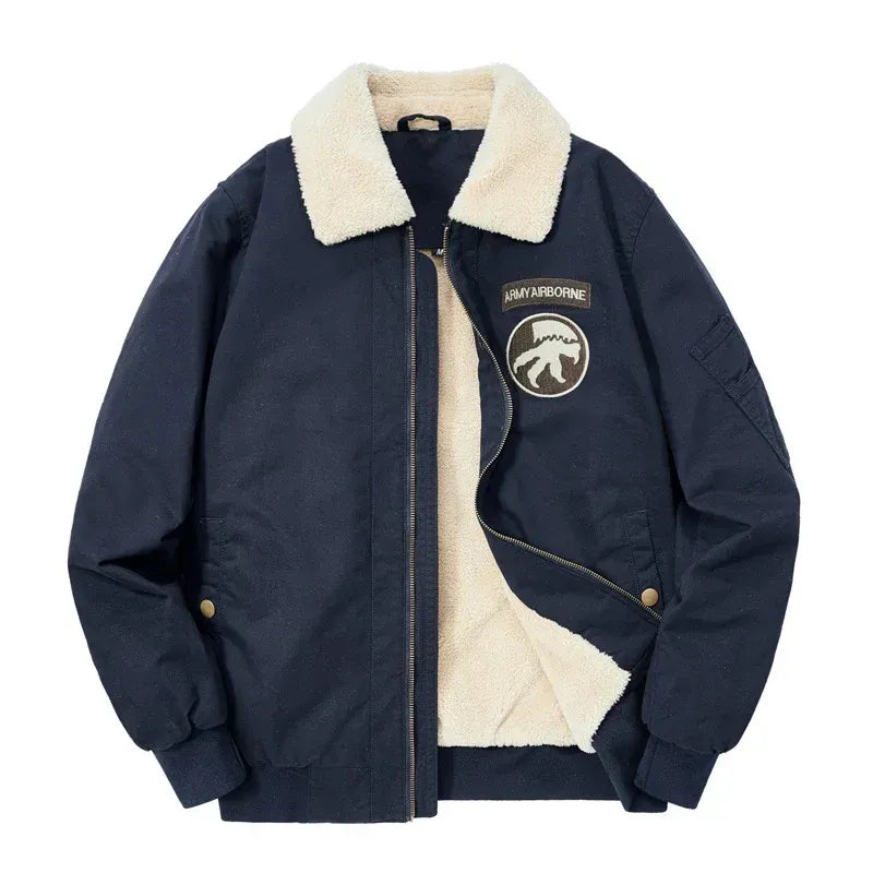 Pilotenjacke für Herren im Aviator-Stil aus robustem Twill mit Teddykragen Dunkelblau 10