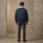 Pilotenjacke für Herren im Aviator-Stil aus robustem Twill mit Teddykragen Dunkelblau 3