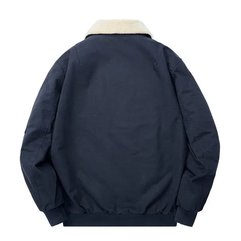 Pilotenjacke für Herren im Aviator-Stil aus robustem Twill mit Teddykragen Dunkelblau 4