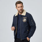 Pilotenjacke für Herren im Aviator-Stil aus robustem Twill mit Teddykragen Dunkelblau 5