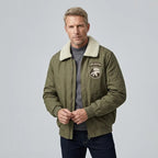 Pilotenjacke für Herren im Aviator-Stil aus robustem Twill mit Teddykragen Olive 7