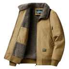 Pilotenjacke für Herren mit Teddyfell für Winter Braun 10