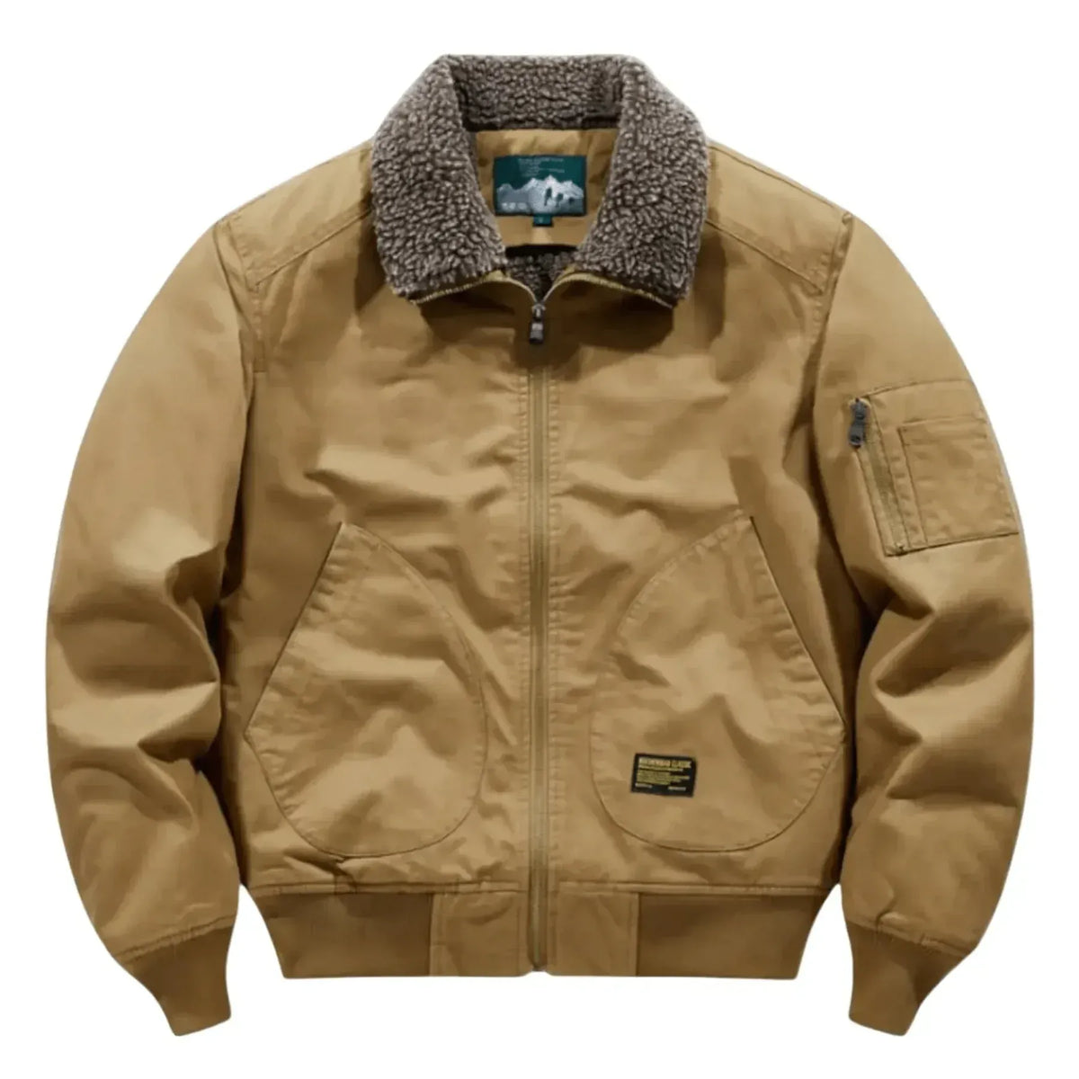 Pilotenjacke für Herren mit Teddyfell für Winter Braun 11