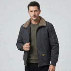 Pilotenjacke für Herren mit Teddyfell für Winter Schwarz 3