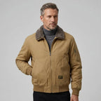 Pilotenjacke für Herren mit Teddyfell für Winter Braun 5
