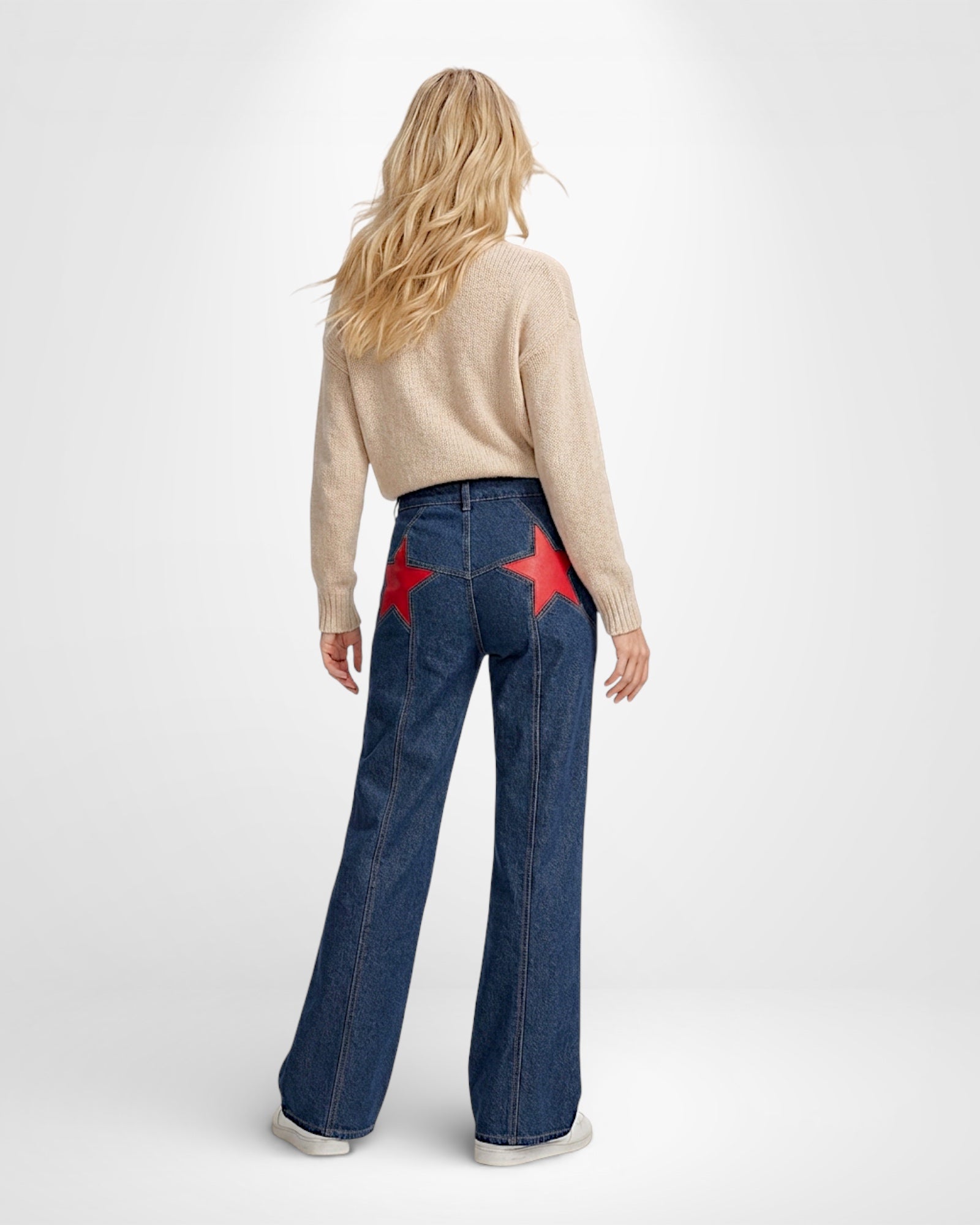 Damen Jeans mit Stern-Patches in lockerer Passform