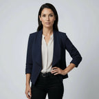 Taillierter Kurzblazer für Damen mit Schalkragen in offenem Schnitt