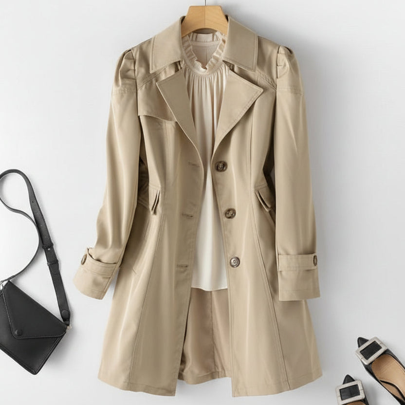 Leichter Trenchcoat für Damen ohne Gürtel mittellang
