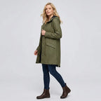 Regenjacke für Damen aus Synthetikfaser zum Wandern mit Kapuze Dunkelgrün 5