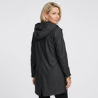 Regenjacke für Damen aus Synthetikfaser zum Wandern mit Kapuze Schwarz 6