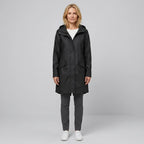 Regenjacke für Damen aus Synthetikfaser zum Wandern mit Kapuze Schwarz 8