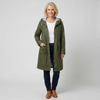 Regenjacke für Damen mit Kapuze in taillierter Form aus Synthetikgewebe Grün 3