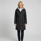 Regenjacke für Damen mit Kapuze in taillierter Form aus Synthetikgewebe Schwarz 5