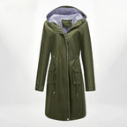 Regenjacke für Damen mit Kapuze in taillierter Form aus Synthetikgewebe Grün 8