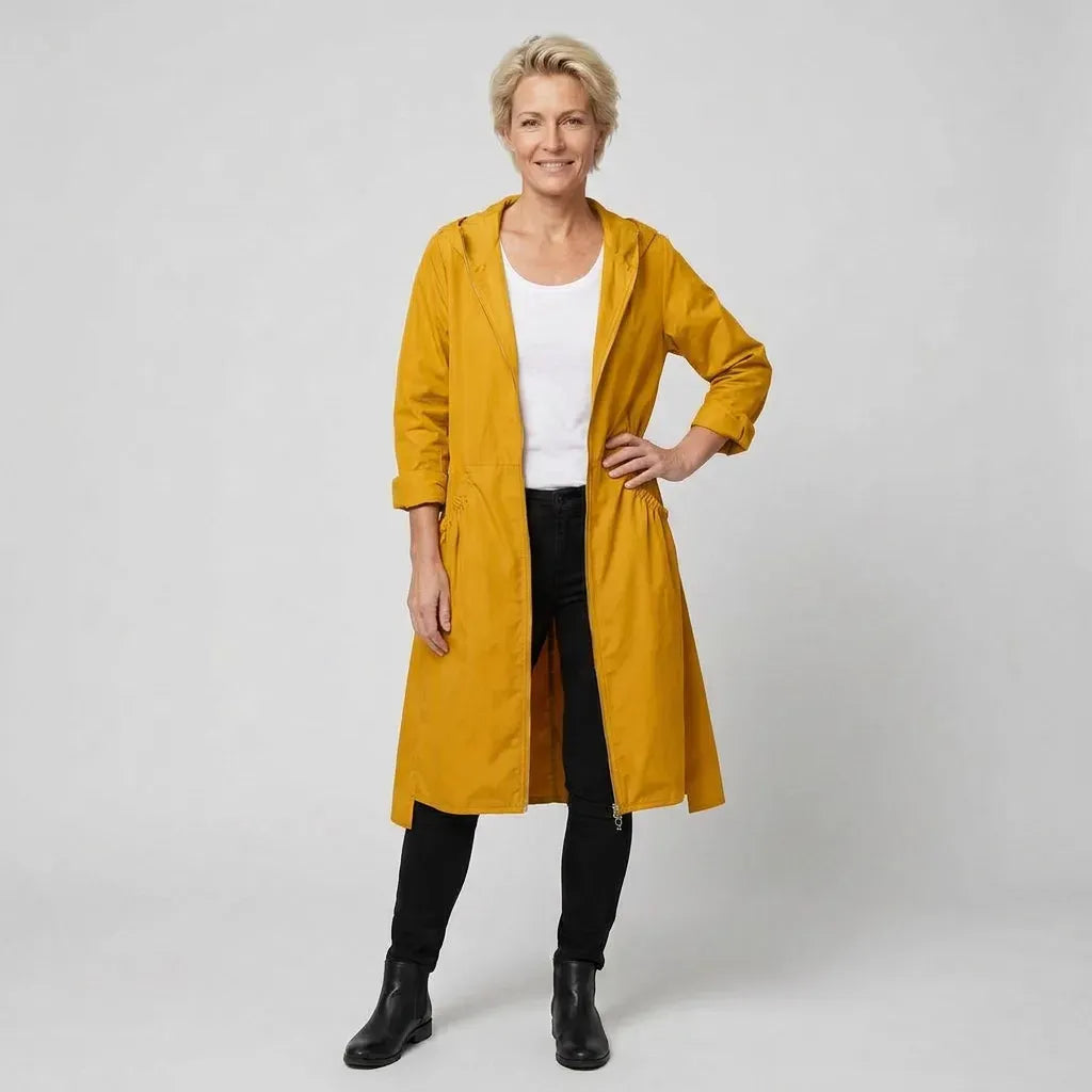 Regenjacke für Damen mit wasserabweisender Eigenschaft im modernen Stil zum Wandern Gelb 3