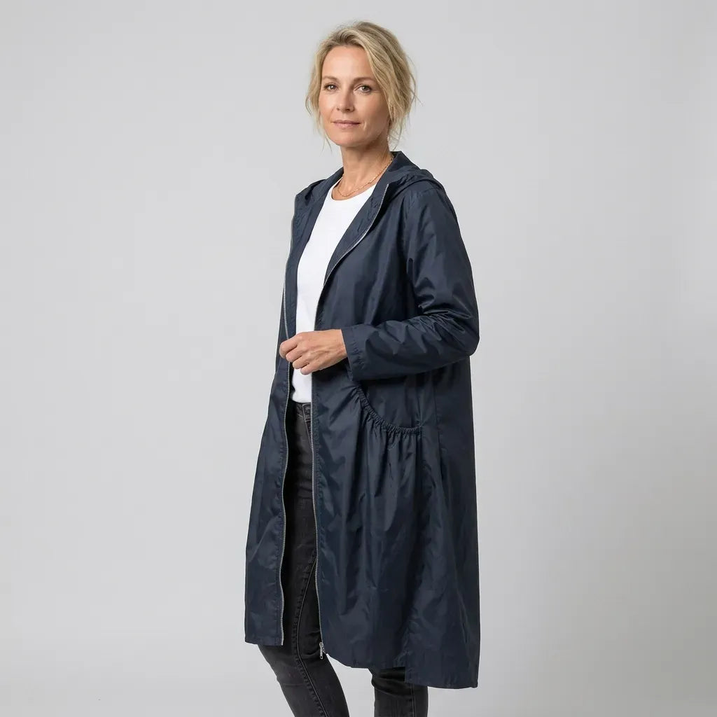 Regenjacke für Damen mit wasserabweisender Eigenschaft im modernen Stil zum Wandern Dunkelblau 8