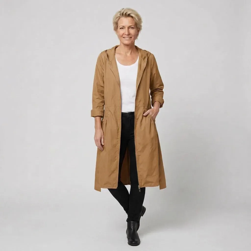 Regenjacke für Damen mit wasserabweisender Eigenschaft im modernen Stil zum Wandern Braun 9