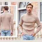 Rollkragenpullover für Herren aus Strukturstrick im Slim Fit mit Rippstrickstruktur Khaki 1