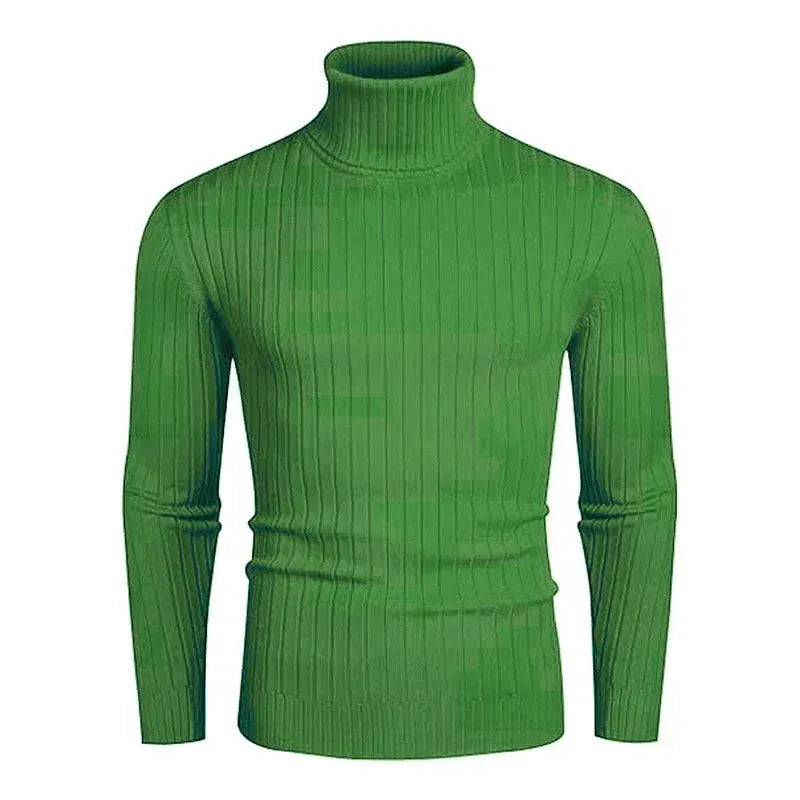 Rollkragenpullover für Herren aus Strukturstrick im Slim Fit mit Rippstrickstruktur Grün 10