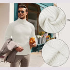 Rollkragenpullover für Herren aus Strukturstrick im Slim Fit mit Rippstrickstruktur Weiß 2