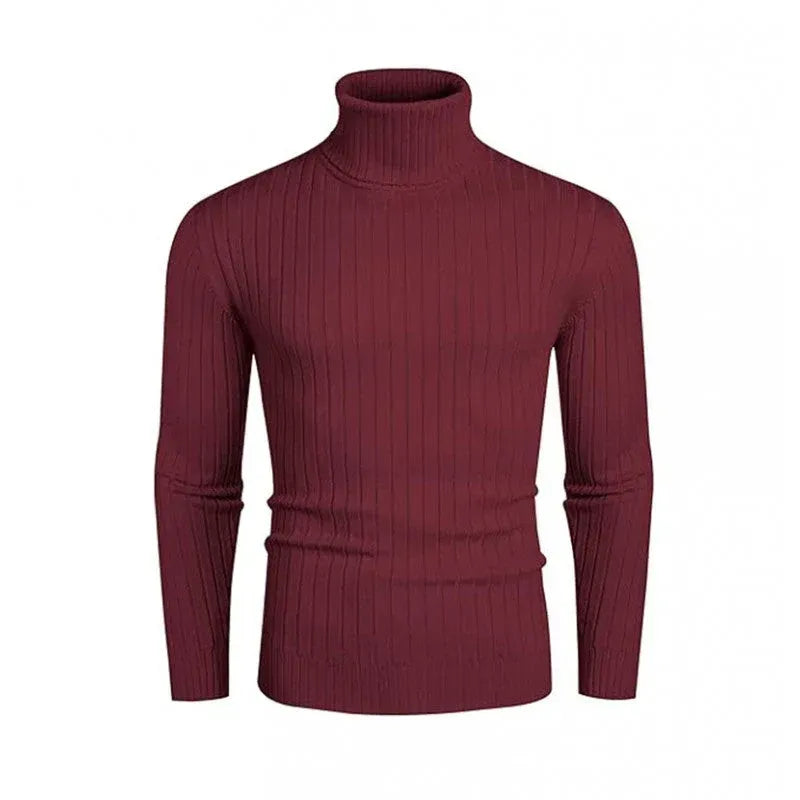 Rollkragenpullover für Herren aus Strukturstrick im Slim Fit mit Rippstrickstruktur Bordeaux 4