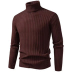 Rollkragenpullover für Herren aus Strukturstrick im Slim Fit mit Rippstrickstruktur Braun 6