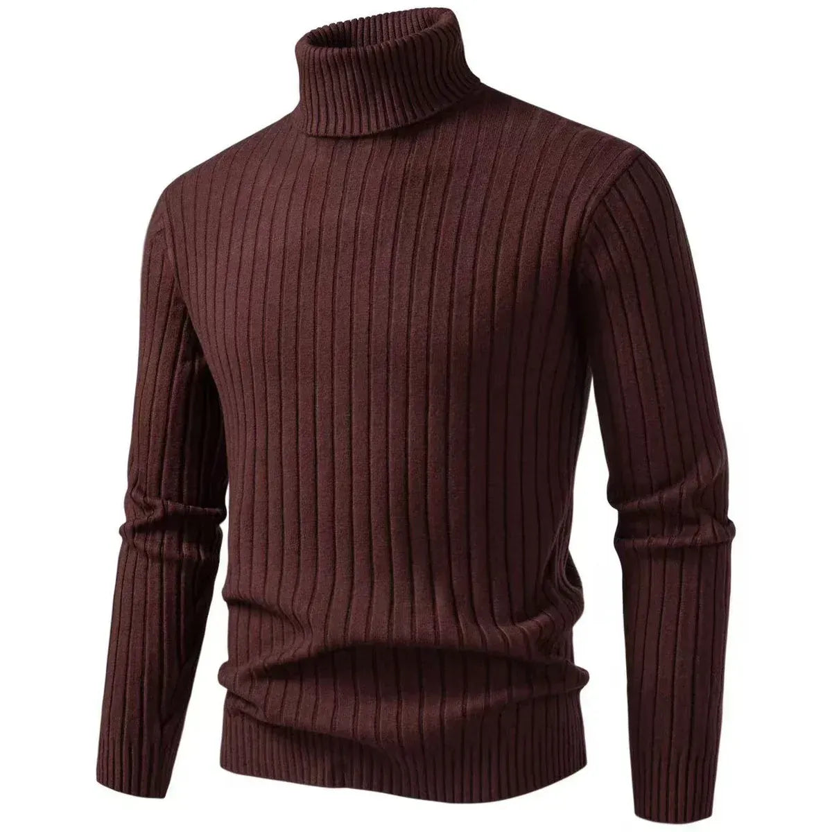 Rollkragenpullover für Herren aus Strukturstrick im Slim Fit mit Rippstrickstruktur Braun 6