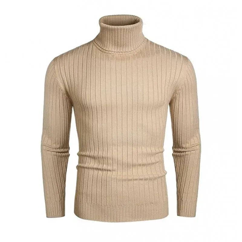 Rollkragenpullover für Herren aus Strukturstrick im Slim Fit mit Rippstrickstruktur Khaki 8