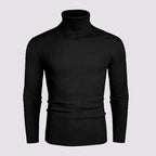 Rollkragenpullover für Herren aus Strukturstrick im Slim Fit mit Rippstrickstruktur Schwarz 9