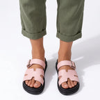 Sandalen für Damen als Pantoletten mit Plateau mit Schnalle Rosa 4