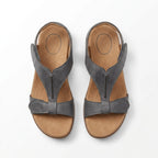Sandalen für Damen in flacher Form mit Klettverschluss Grau 1