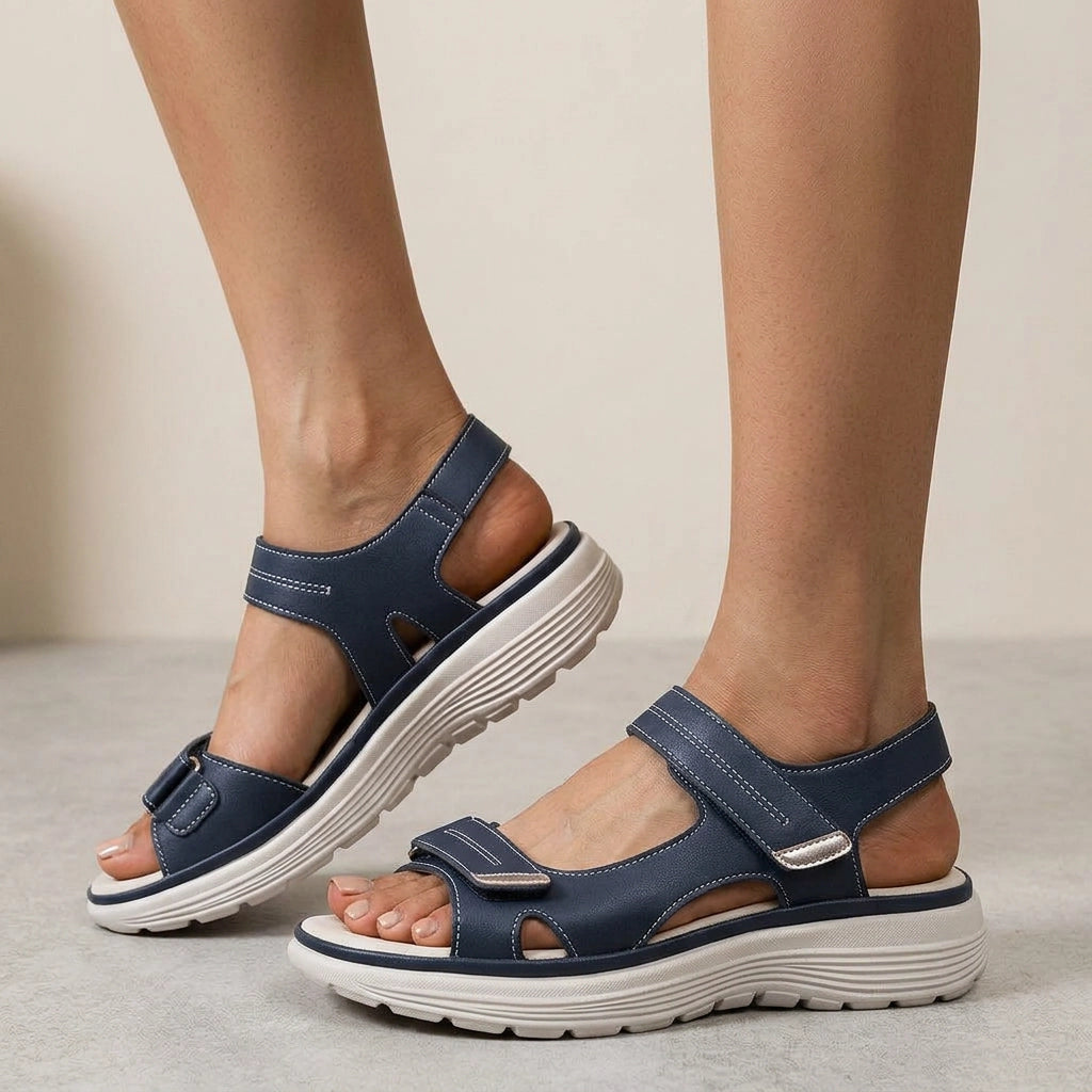 Sportliche Sandalen für Damen mit dicker Sohle und Riemchen mit Klettverschluss Blau 1
