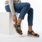 Sportliche Sandalen für Damen mit dicker Sohle und Riemchen mit Klettverschluss Schwarz 3
