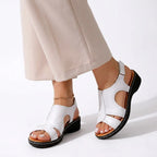 Komfort Sandalen für Damen in Weite H mit Keilabsatz Weiß 2